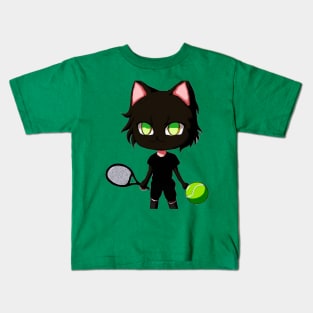 Black Cat Tennis Kids T-Shirt